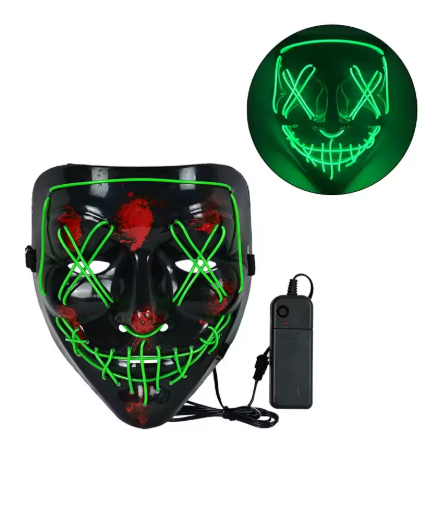 LED Light Up Purge Mask - Scary Neon Halloween Costume, Cosplay & Festival Mask