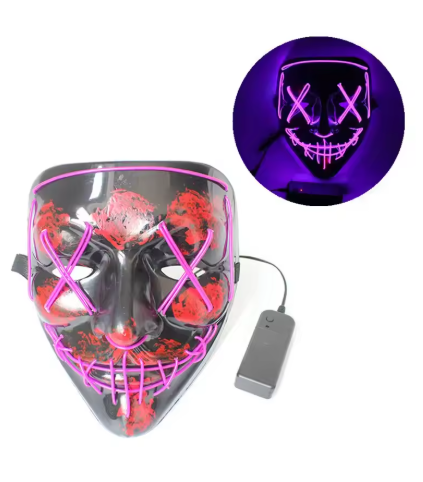 LED Light Up Purge Mask - Scary Neon Halloween Costume, Cosplay & Festival Mask