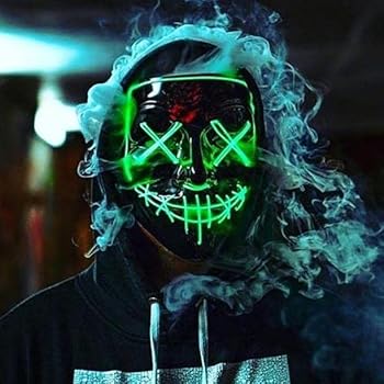 LED Light Up Purge Mask - Scary Neon Halloween Costume, Cosplay & Festival Mask