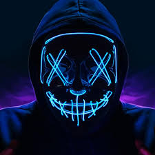 LED Light Up Purge Mask - Scary Neon Halloween Costume, Cosplay & Festival Mask