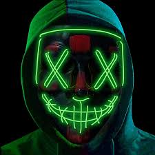 LED Light Up Purge Mask - Scary Neon Halloween Costume, Cosplay & Festival Mask