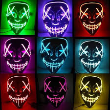 LED Light Up Purge Mask - Scary Neon Halloween Costume, Cosplay & Festival Mask