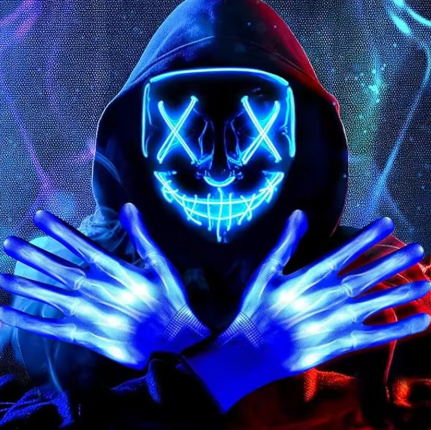 LED Light Up Purge Mask - Scary Neon Halloween Costume, Cosplay & Festival Mask